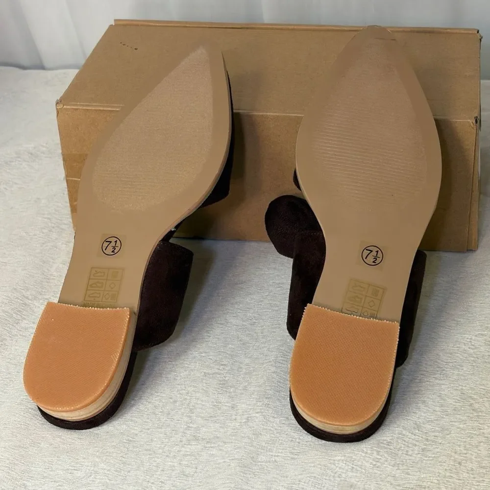 NIB Journee Collection Telulah Brown Suede Pointed Toe Mule Shoes - Size 7.5 - Picture 4 of 8